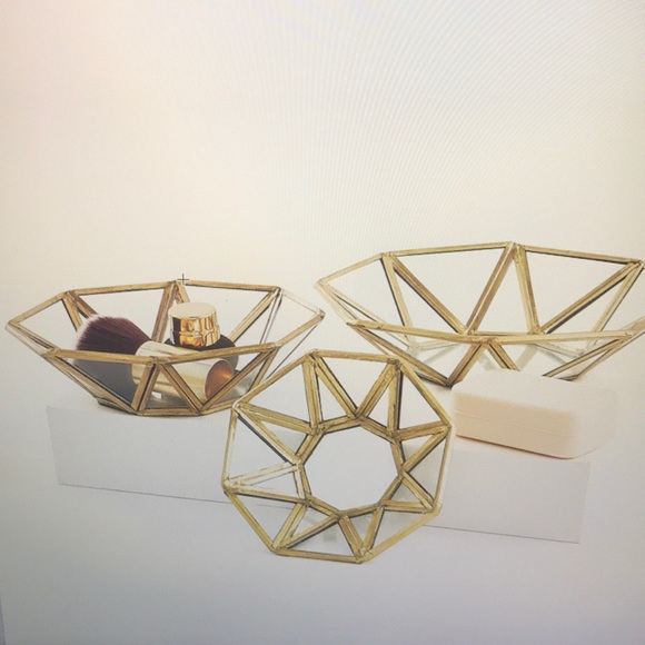 Envogue Gold Glass Trinket Tray Set - Picture 2 of 5